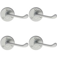 Loops 4x PAIR Victorian Scroll Lever on 58mm Round Rose Satin Chrome Door Handle