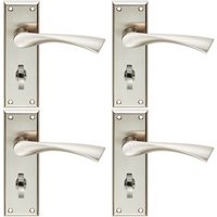 Loops 4x PAIR Angular Lever on Bathroom Backplate Door Handle 150 x 50mm Satin Nickel in Metallics