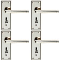 Loops 4x PAIR Round Bar Lever on Bathroom Backplate 150 x 50mm Polished & Satin Nickel in Metallics