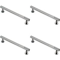 Loops 4x Knurled Bar Door Pull Handle 190 x 13mm 160mm Fixing Centres Chrome