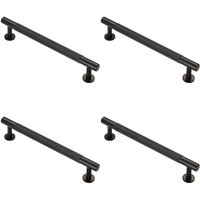 Loops 4x Knurled Bar Door Pull Handle 190 x 13mm 160mm Fixing Centres Matt Black