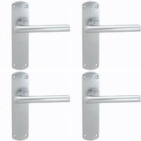 Loops 4x Rounded Straight Bar Handle on Latch Backplate 170 x 42mm Satin Chrome