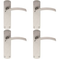 Loops 4x Arched Lever on Latch Backplate Door Handle 170 x 42mm Satin Chrome