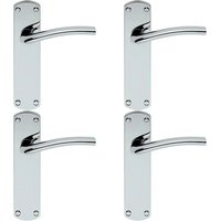 Loops 4x Rounded Curved Bar Handle on Latch Backplate 170 x 42mm Polished Chrome