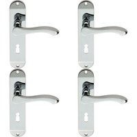 Loops 4x PAIR Scroll Lever Door Handle on Lock Backplate 180 x 40mm Polished Chrome