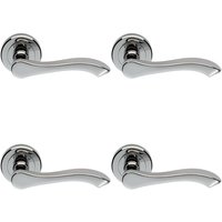 Loops 4x PAIR Scroll Shaped Handle on Chamfered Edged Round Rose Polished Chrome