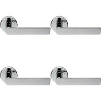 Loops 4x PAIR Flat Rectangular Bar Handle on Round Rose Concealed Fix Polished Chrome