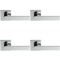Loops 4x PAIR Flat Rectangular Bar Lever on Square Rose Concealed Fix Polished Chrome
