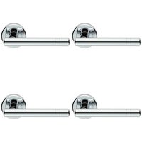 Loops 4x PAIR Round T Bar Handle with Ringed Design Concealed Fix Polished Chrome