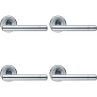 Loops 4x PAIR Round T Bar Handle with Ringed Design Concealed Fix Satin Chrome