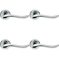 Loops 4x PAIR Scroll Shaped Lever Handle on Round Rose Concealed Fix Polished Chrome
