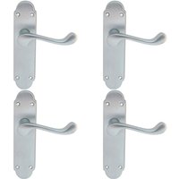 Loops 4x PAIR Victorian Upturned Handle on Latch Backplate 170 x 42mm Satin Chrome