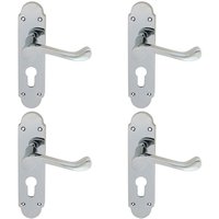 Loops 4x PAIR Victorian Upturned Lever on Euro Lock Backplate 170 x 42 Polished Chrome