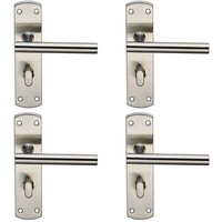 Loops 4x Mitred T Bar Lever on Bathroom Backplate Handle Thumbturn Lock Satin Steel in Metallics