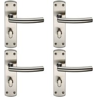 Loops 4x Arched Lever on Bathroom Backplate Door Handle Thumbturn Lock Satin Steel in Metallics