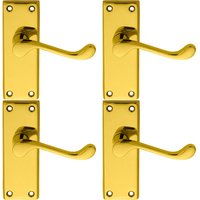 Loops 4x PAIR Victorian Scroll Lever on Short Latch Backplate 118 x 43mm Brass in Metallics