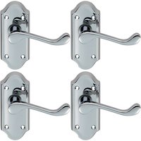 Loops 4x PAIR Victorian Scroll Lever on Short Latch Backplate 112 x 48mm Chrome