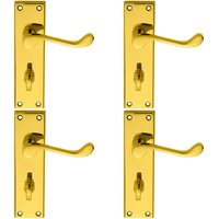 Loops 4x PAIR Victorian Scroll Handle on Bathroom Backplate 150 x 43mm Polished Brass in Metallics