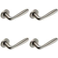 Loops 4x PAIR Smooth Rounded Bar Handle on Round Rose Concealed Fix Satin Steel in Metallics
