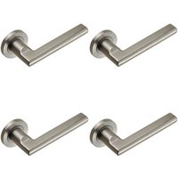 Loops 4x PAIR Slim Elliptical Handle on Round Rose Concealed Fix Satin Steel in Metallics