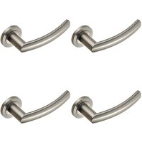 Loops 4x PAIR Curved Round Bar Handle on Round Rose Concealed Fix Satin Steel in Metallics