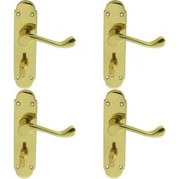 Loops 4x PAIR Victorian Upturned Lever on Bathroom Backplate 170 x 42mm Polished Brass in Metallics