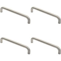 Loops 4x Round D Bar Door Pull Handle 322 x 22mm 300mm Fixing Centres Satin Steel in Metallics
