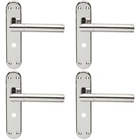 Loops 4x Round Bar Lever on Bathroom Backplate Door Handle 180 x 40mm Polished Chrome