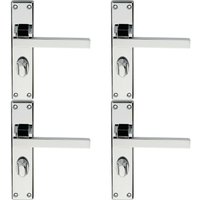 Loops 4x PAIR Straight Square Handle on Bathroom Backplate 180 x 40mm Polished Chrome