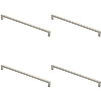 Loops 4x Square Mitred Door Pull Handle 619 x 19mm 600mm Fixing Centres Satin Steel in Metallics
