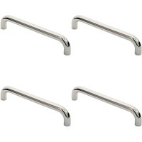 Loops 4x Round D Bar Pull Handle 325 x 25mm 300mm Fixing Centres Bright Steel in Metallics