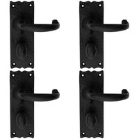 Loops 4x PAIR Forged Curved Handle on Bathroom Backplate 155 x 54mm Black Antique