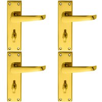 Loops 4x PAIR Straight Victorian Lever on Bathroom Backplate 150 x 43mm Polished Brass in Metallics