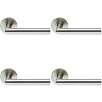 Loops 4x PAIR Round Mitred Bar Safety Handle on Round Rose Concealed Fix Satin Steel in Metallics