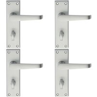Loops 4x PAIR Straight Victorian Handle on Bathroom Backplate 150 x 43mm Satin Chrome