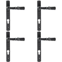 Loops 4x PAIR Ornate Twisted Lever on Narrow Euro Backplate 220 x 28mm Black Antique