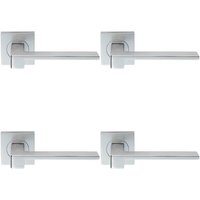 Loops 4x PAIR Flat Squared Bar Handle on Square Rose Concealed Fix Satin Chrome