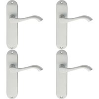 Loops 4x PAIR Curved Handle on Chamfered Latch Backplate 180 x 40mm Satin Chrome