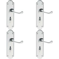 Loops 4x PAIR Victorian Scroll Lever on Bathroom Backplate 205 x 49mm Polished Chrome
