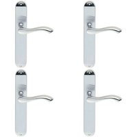 Loops 4x PAIR Curved Handle on Long Slim Latch Backplate 241 x 40mm Satin Chrome