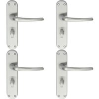 Loops 4x PAIR Slim Round Bar Lever on Shaped Bathroom Backplate 185 x 40mm Chrome