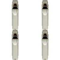 Loops 4x PAIR Line Detailed Door Knob on Latch Backplate 205 x 45mm Satin Nickel in Metallics