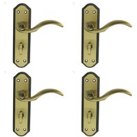 Loops 4x PAIR Spiral Sculpted Lever on Bathroom Backplate 180 x 48mm Florentine Bronze