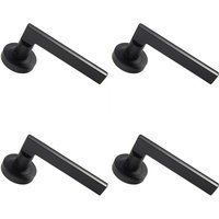 Loops 4x PAIR Straight Plinth Mounted Handle on Round Rose Concealed Fix Matt Black
