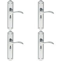 Loops 4x PAIR Curved Handle on Long Bathroom Backplate 245 x 45mm Polished Chrome