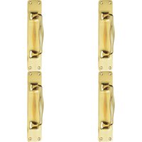 Loops 4x One Piece Door Pull Handle on Backplate 297mm Length Polished Brass in Metallics