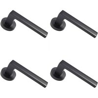 Loops 4x PAIR Straight Square Handle on Round Rose Concealed Fix Matt Black Finish