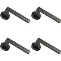 Loops 4x PAIR Straight Square Handle on Round Rose Concealed Fix Matt Bronze Finish