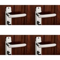 Loops 4x PAIR Line Detailed Handle on Bathroom Backplate 205 x 45mm Polished Chrome