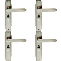 Loops 4x PAIR Line Detailed Handle on Bathroom Backplate 205 x 45mm Satin Nickel in Metallics